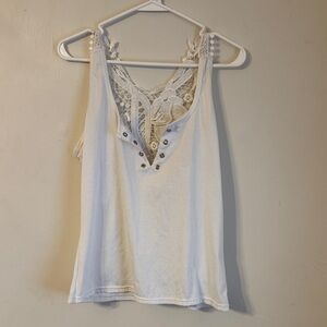 White Lace Detail Women's Top